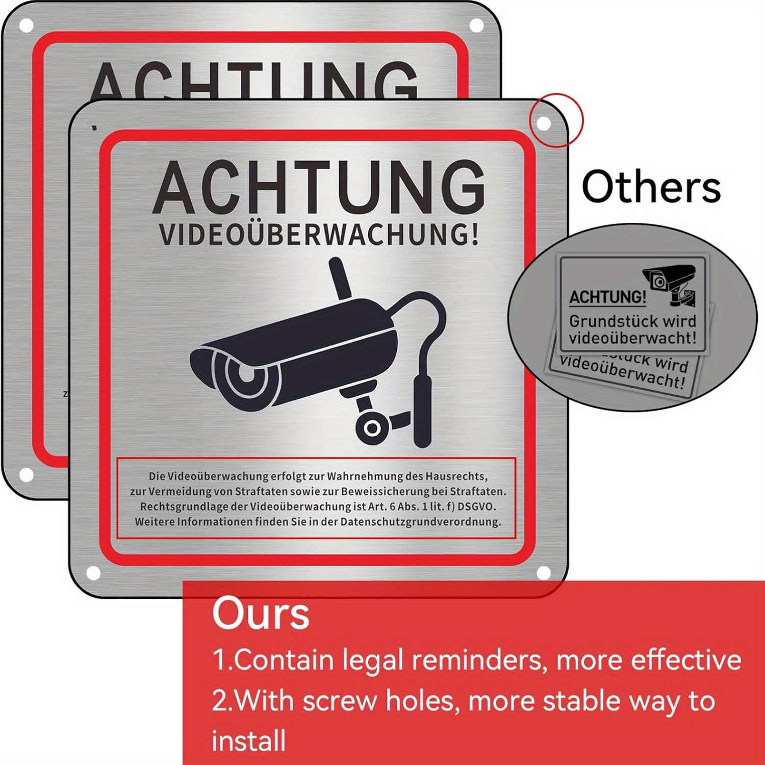 Home Security Cameras - Aluminum Alloy Wall-Mounted Surveillance Camera Signage