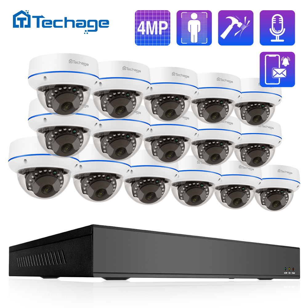Home Security System Installation - Techage HD 4MP 16CH POE Surveillance