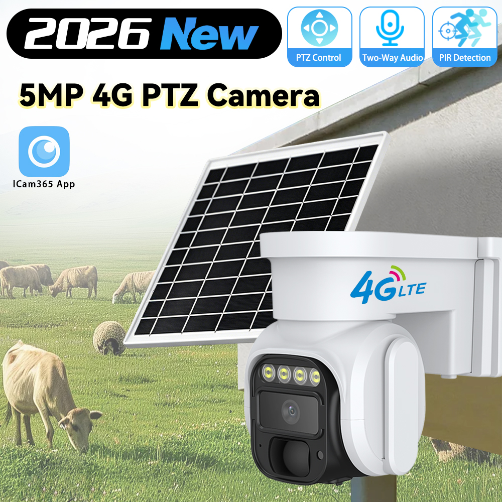 Home Security Outdoor Camera System - 5MP Solar PTZ Camera PIR Detection