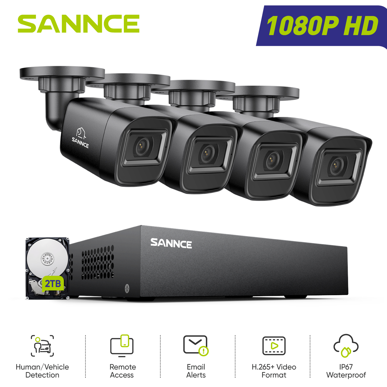 Home Security Outdoor Camera System - SANNCE 1080P Security Camera System 8CH