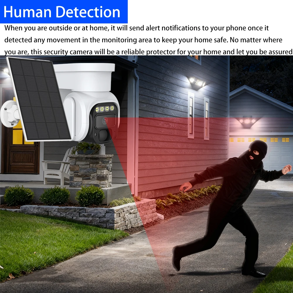 5MP Solar PTZ Camera PIR Detec – обзор и цена Home Security Outdoor Camera System
