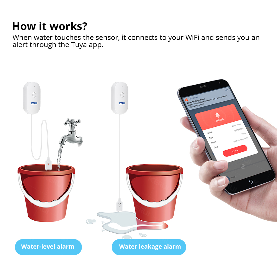 KERUI Smart  WiFi Water Sensor – обзор и цена Home Security Gadgets