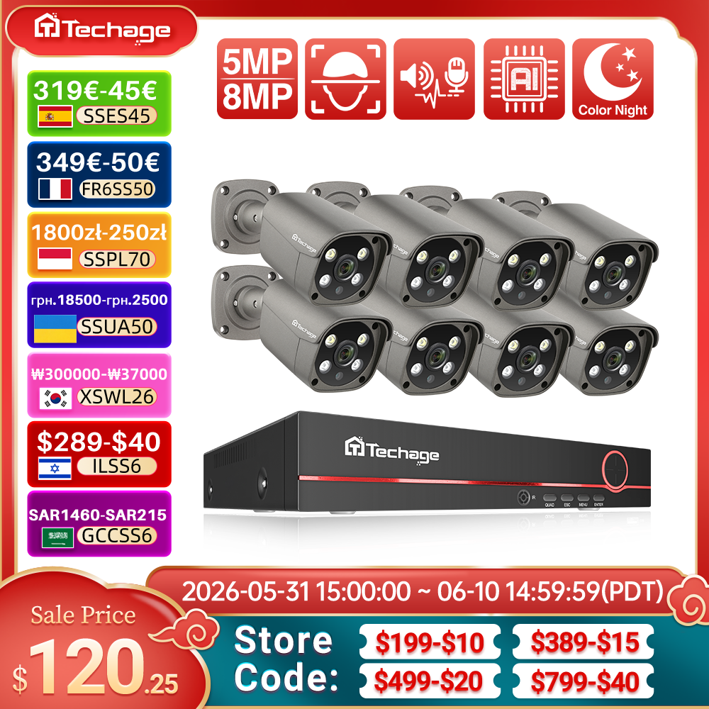 Techage 8CH 5MP 8MP Security C – обзор и цена Home Security Outdoor Camera System