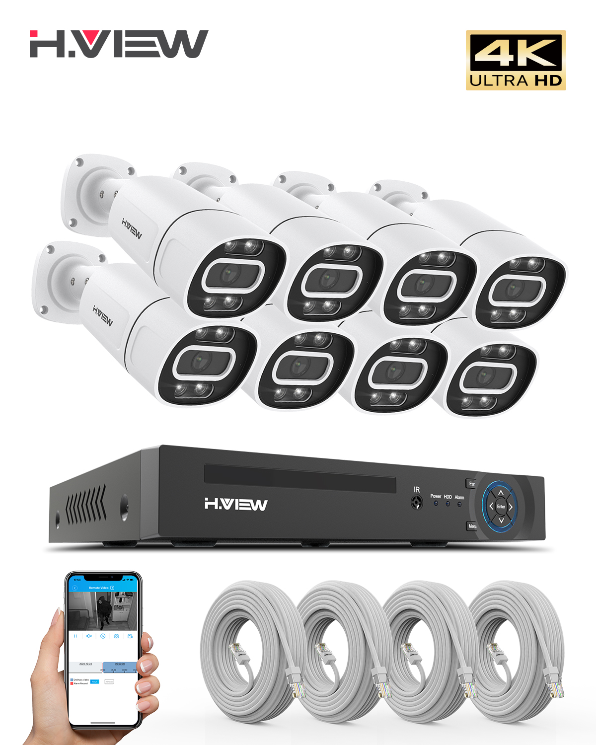 H.View 4K 5Mp 8Mp poe Cctv Sec – обзор и цена Home Security System Installation